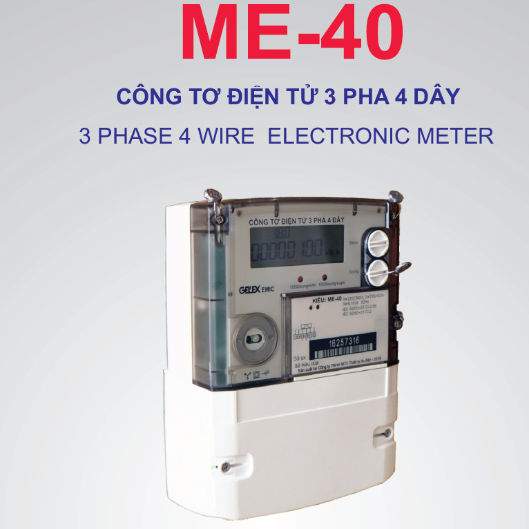 Công Tơ Điện Tử 3 Pha 1 Giá Gián Tiếp Emic - ME-40